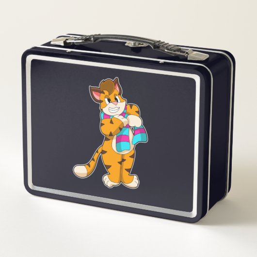 Lunch Box Tigre en hiver avec Écharpe (Dos)