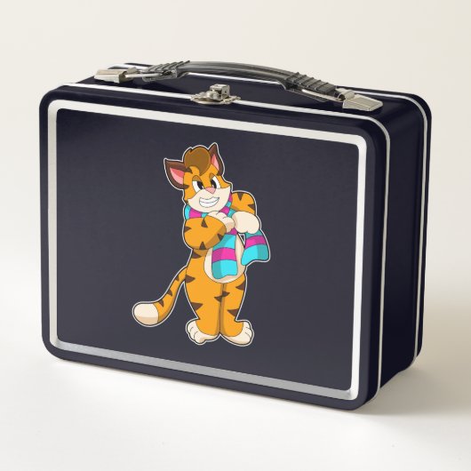 Lunch Box Tigre en hiver avec Écharpe (Devant)