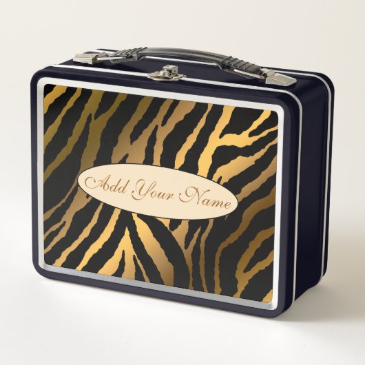 Lunch Box Tigre Or Moderne Ajouter Votre Texte (Devant)