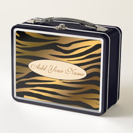 Lunch Box Tigre Or Moderne Ajouter Votre Texte (Devant)