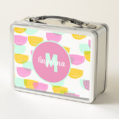 Lunch Box Timbres de pastèque couleur vive monogrammée (Dos)