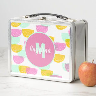Lunch Box Timbres de pastèque couleur vive monogrammée