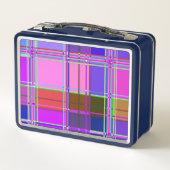Lunch Box Tissu à carreaux rose motif Madras (Dos)
