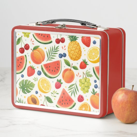 Lunch Box Tissu à motif de fruits d'été | Pastèque tropicale (En situation)