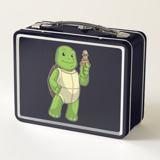 Lunch Box Tortue aux échecs avec pièce d'échecs Pion (Dos)