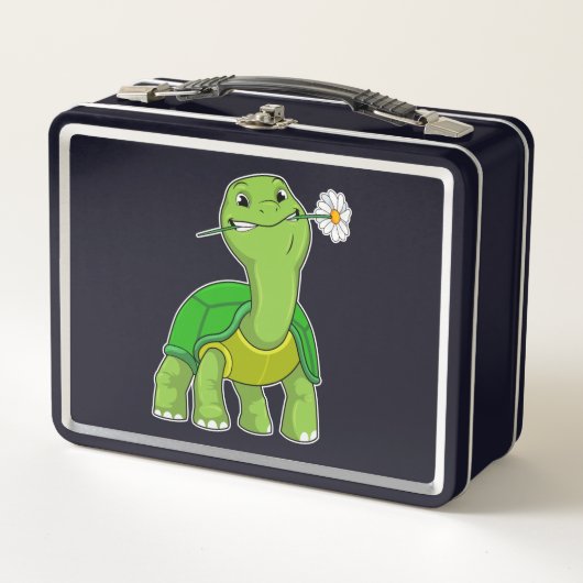 Lunch Box Tortue avec Fleur Marguerite (Devant)