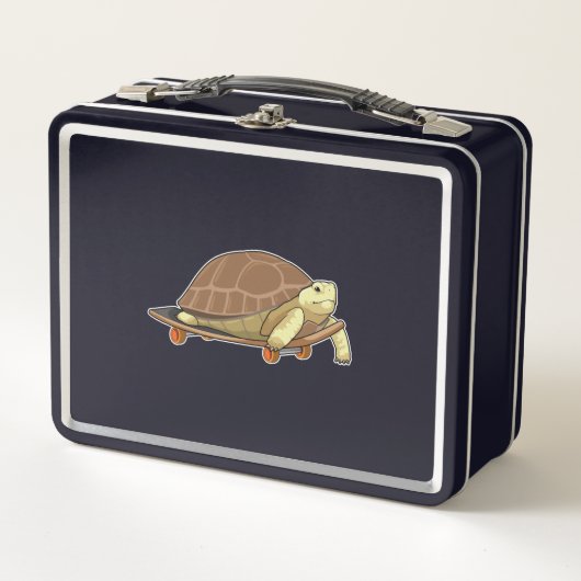 Lunch Box Tortue en patinage avec skateboard (Devant)