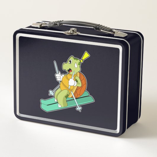 Lunch Box Tortue en ski avec ski (Devant)