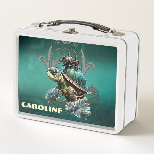 Lunch Box Tortue vapeur unique. (Devant)