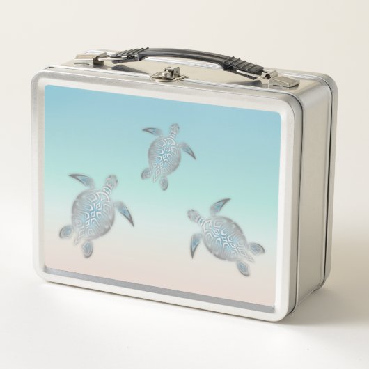 Lunch Box Tortues de mer argentées Turquoise Côtière (Devant)
