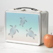 Lunch Box Tortues marines d'argent Turquoise Côte (En situation)