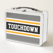Lunch Box TOUCHDOWN Grey Yellow Black Sports Stripes (Devant)