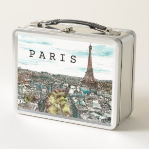 Lunch Box Tour Eiffel vintage des destinations   dans la vue