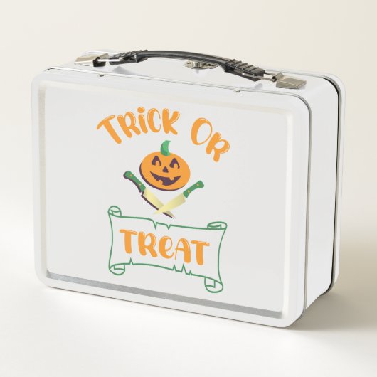 Lunch Box Tracer ou traiter les os croisés Halloween visage  (Dos)