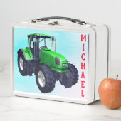 Lunch Box Tracteur vert personnalisé (En situation)