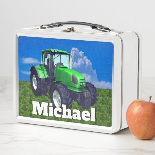 Lunch Box Tracteur vert personnalisé (En situation)
