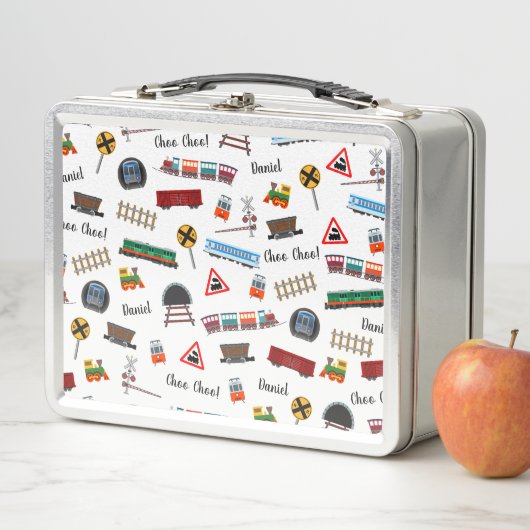 Lunch Box Train Motif Petit Garçon Prénom Choo Choo Enfants (En situation)