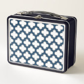 Lunch Box Trellis bleu blanc et marine, treillis, Quatrefoil (Devant)