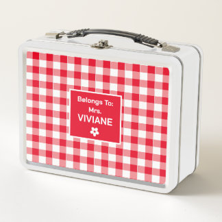 Lunch Box Trendy mignon rouge blanc À damiers Motif personna