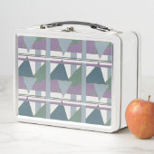 Lunch Box Triangle géométrique Motif bleu violet vert (En situation)