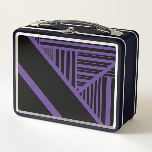 Lunch Box Triangle rayures en violet et noir (Devant)