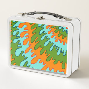 Lunch Box Trippy Green Orange Liquid Dripe Motif Y2K