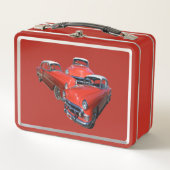 Lunch Box Trois Voitures Rouges Classiques, Boîte À Déjeuner (Devant)
