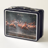 Lunch Box Tropical Flamingos custom name (Dos)