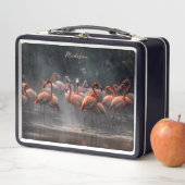 Lunch Box Tropical Flamingos custom name (En situation)