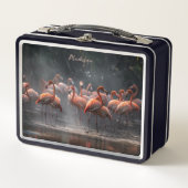 Lunch Box Tropical Flamingos custom name (Devant)