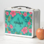 Lunch Box Tropical Hibiscus and Palm Leaf Pattern  (En situation)