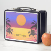 Lunch Box Tropical Sunset Palm Trees Graphisme Personnalisé (En situation)