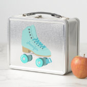 Lunch Box Turquoise Blue Retro Quad Roller Patinage Personna (En situation)