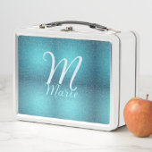Lunch Box Turquoise turquoise agate aqua monogramme ajouter  (En situation)