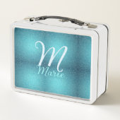 Lunch Box Turquoise turquoise agate aqua monogramme ajouter  (Dos)