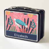 Lunch Box Turtle Ferns Ocean Sea Rose Enfants Personnaliser (Dos)