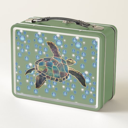 Lunch Box - Turtle Swimming between Bubbles (Achterkant)