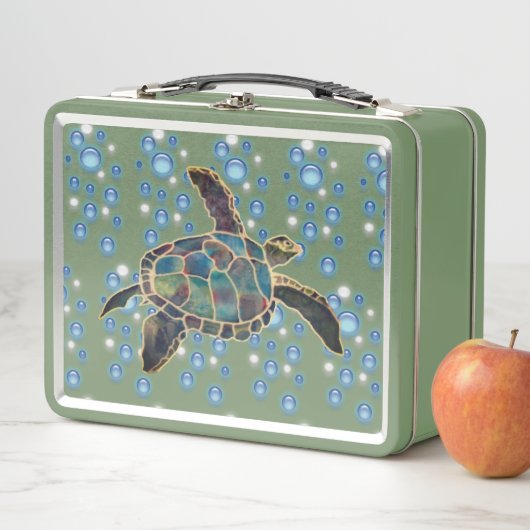 Lunch Box - Turtle Swimming between Bubbles (In situ)
