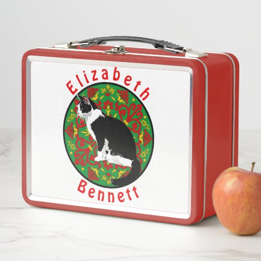 Lunch Box Tuxedo Cat Baroque (En situation)