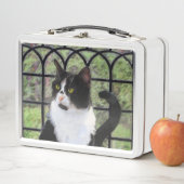 Lunch Box Tuxedo Chat dans la peinture de fenêtre Art animal (En situation)
