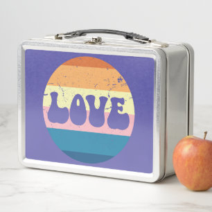Lunch Box Typographie D'Amour Rétro Sur Les Rayures De Couch