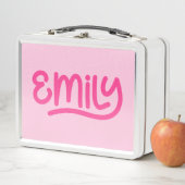Lunch Box Typographie de l'écriture manuscrite mignonne rose (En situation)