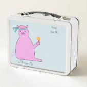 Lunch Box Un dessin humoristique de cochon de Ninja assis av (Dos)
