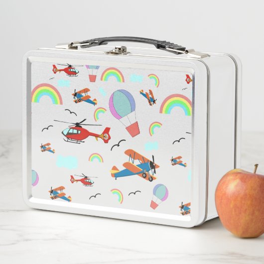 Lunch Box Un garçon Motif volant en blanc (En situation)