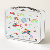 Lunch Box Un garçon Motif volant en blanc (Devant)