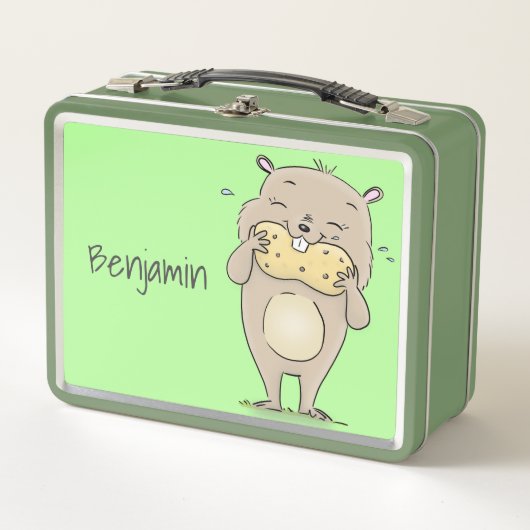 Lunch Box Un joli hamster souriant avec un dessin animé d'ar (Devant)