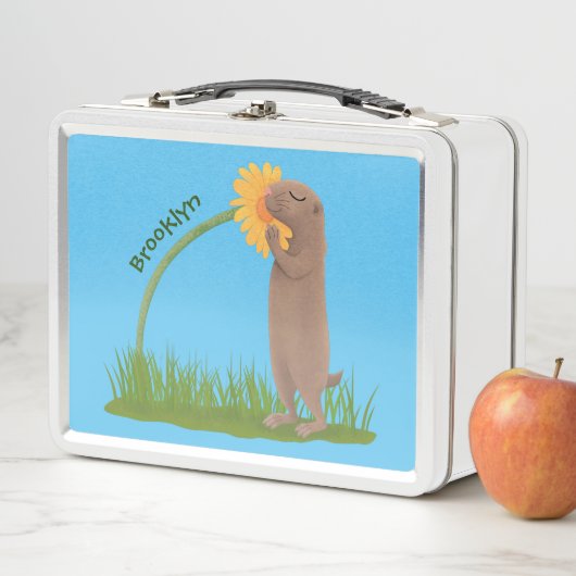 Lunch Box Un mignon chien de prairie reniflant la caricature (En situation)