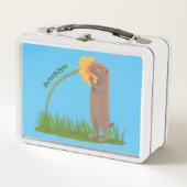 Lunch Box Un mignon chien de prairie reniflant la caricature (Devant)