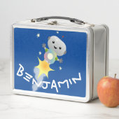 Lunch Box Un mignon robot volant dans l'espace dessin animé (En situation)