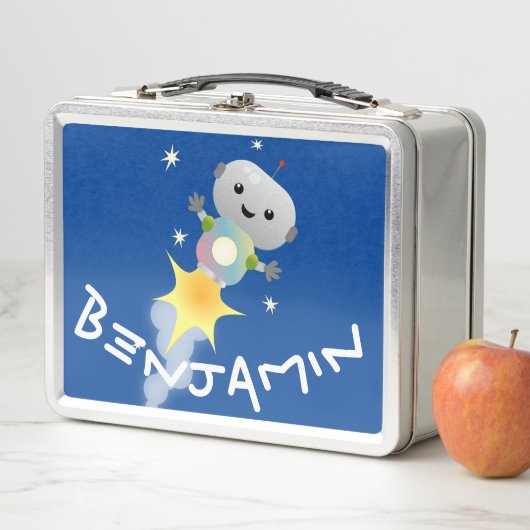 Lunch Box Un mignon robot volant dans l'espace dessin animé (En situation)